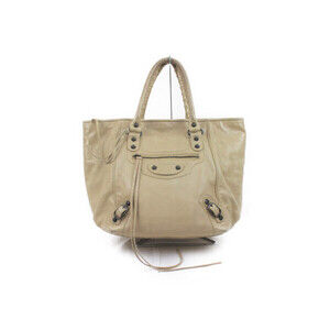 BALENCIAGA The Sunday Tote Bag Beige Tan Leather Handbag